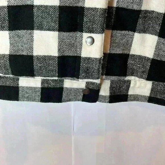 C'EST TOI BUFFALO CHECK PLAID BLACK WHITE JACKET WITH SHERPA LINING SIZE‎ MEDIUM - Picture 5 of 8